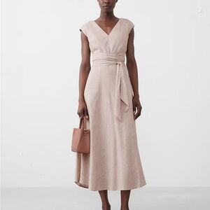 BANANA REPUBLIC linen blend wrap midi  dress Sz 8 NWT